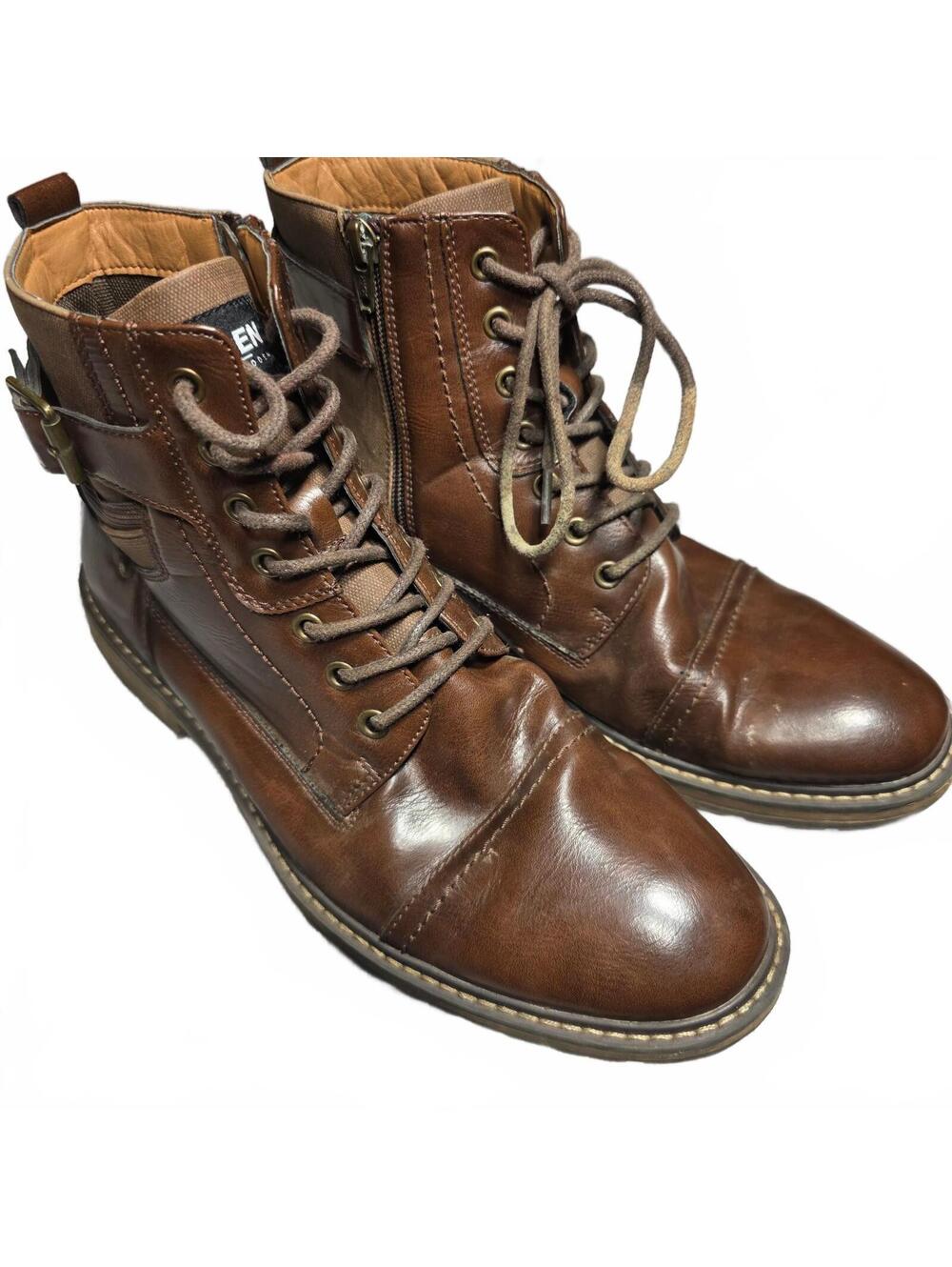 Men's 10 Steve Madden Brown Leather Lace Up Ankle Boots